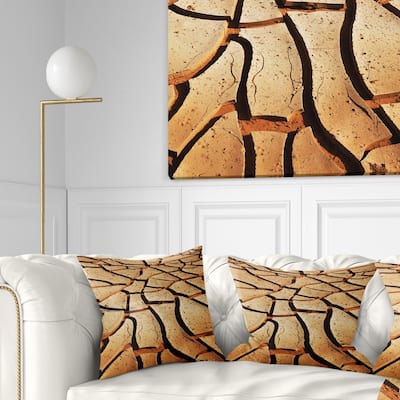 Designart 'Cracked Brown Drought Land' African Landscape Printed Throw Pillow