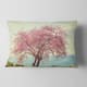 Designart 'pink Flowers On Lonely Tree' Landscape Printed Throw Pillow 