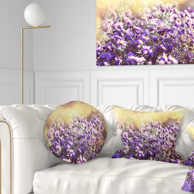 Designart 'Purple Little Wild Flowers' Floral Throw Pillow