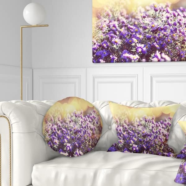 Designart 'Purple Little Wild Flowers' Floral Throw Pillow - Overstock ...