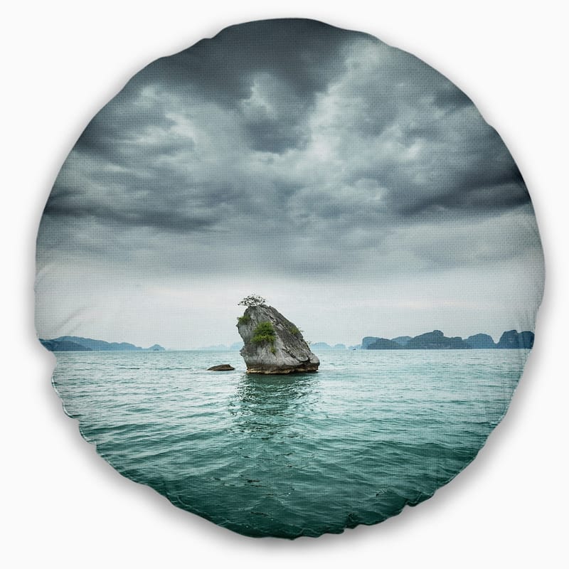 Designart 'island Rock In Halong Bay Vietnam' Seashore Throw Pillow 