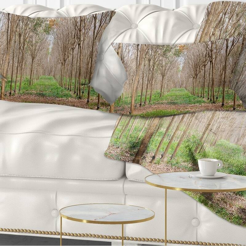 Designart 'Beautiful Rubber Plantation Photo' Modern Forest Throw Pillow - Rectangle - 12 in. x 20 in. - Medium