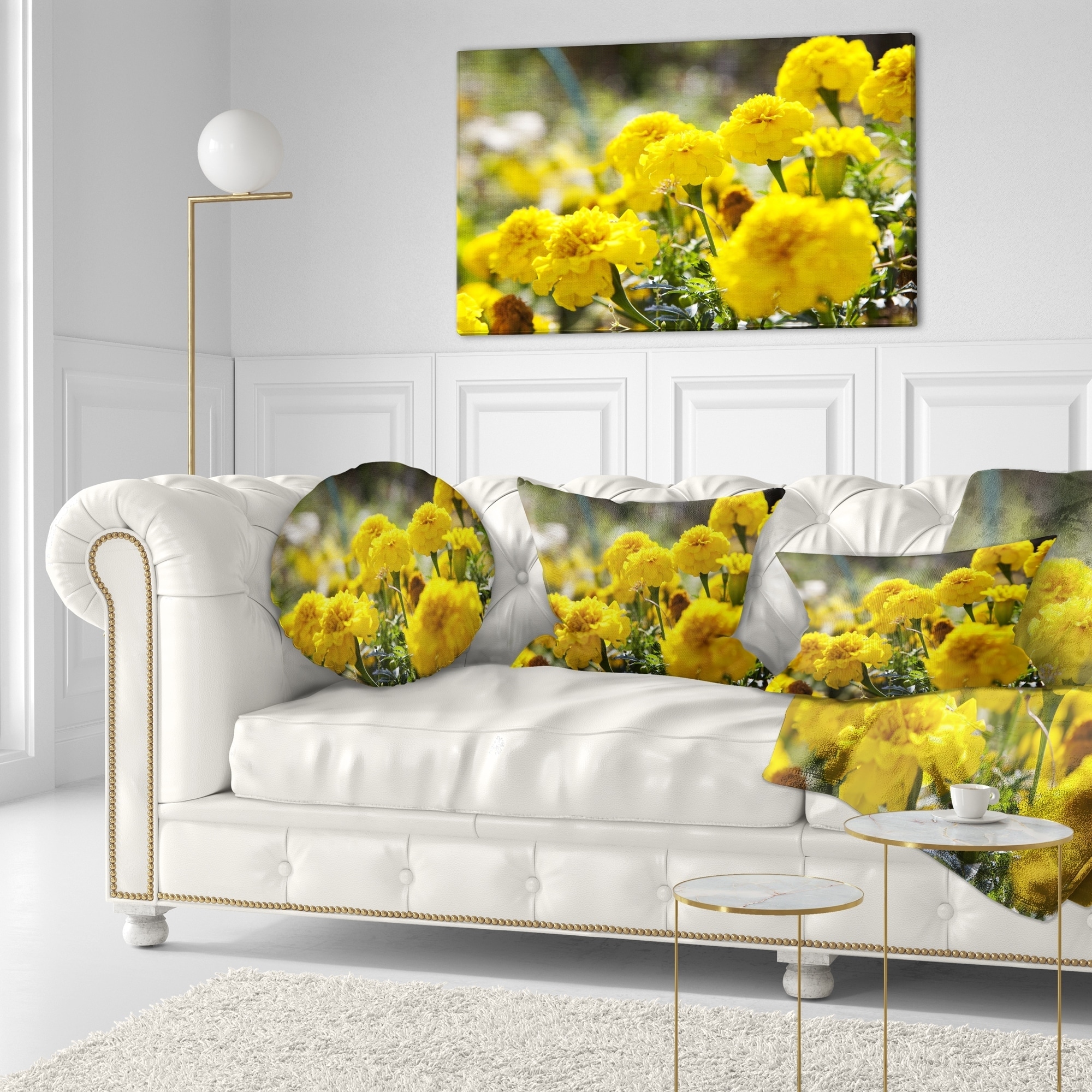 Yellow Felt Petals Pillow 18 Inch *P, PL-7926