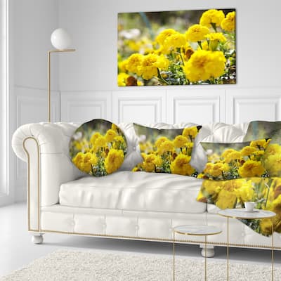 Designart 'Bright Yellow Marigold Flowers' Floral Throw Pillow