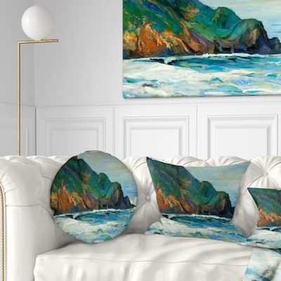 Designart 'Lighthouse' Landscape Painting Throw Pillow