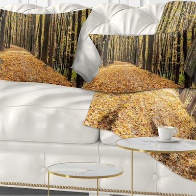 Designart 'Dense Autumn Forest Woods' Modern Forest Throw Pillow