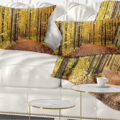 Designart 'Bright Autumn Forest Panorama' Modern Forest Throw Pillow