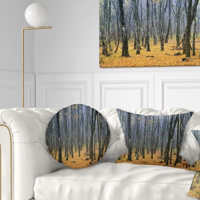 Designart 'Dark Woods in Autumn Forest' Modern Forest Throw Pillow