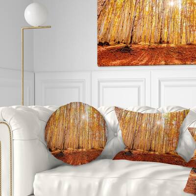 Designart 'Colorful Red Forest at Sunset' Modern Forest Throw Pillow