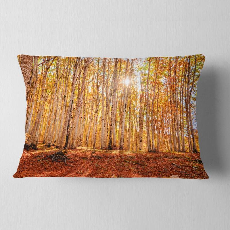 Designart 'Colorful Red Forest at Sunset' Modern Forest Throw Pillow
