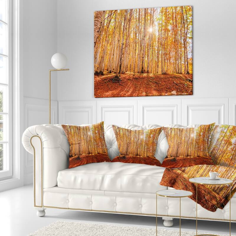 Designart 'Colorful Red Forest at Sunset' Modern Forest Throw Pillow