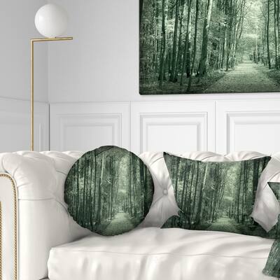 Designart 'Road in Dark Autumn Forest' Modern Forest Throw Pillow