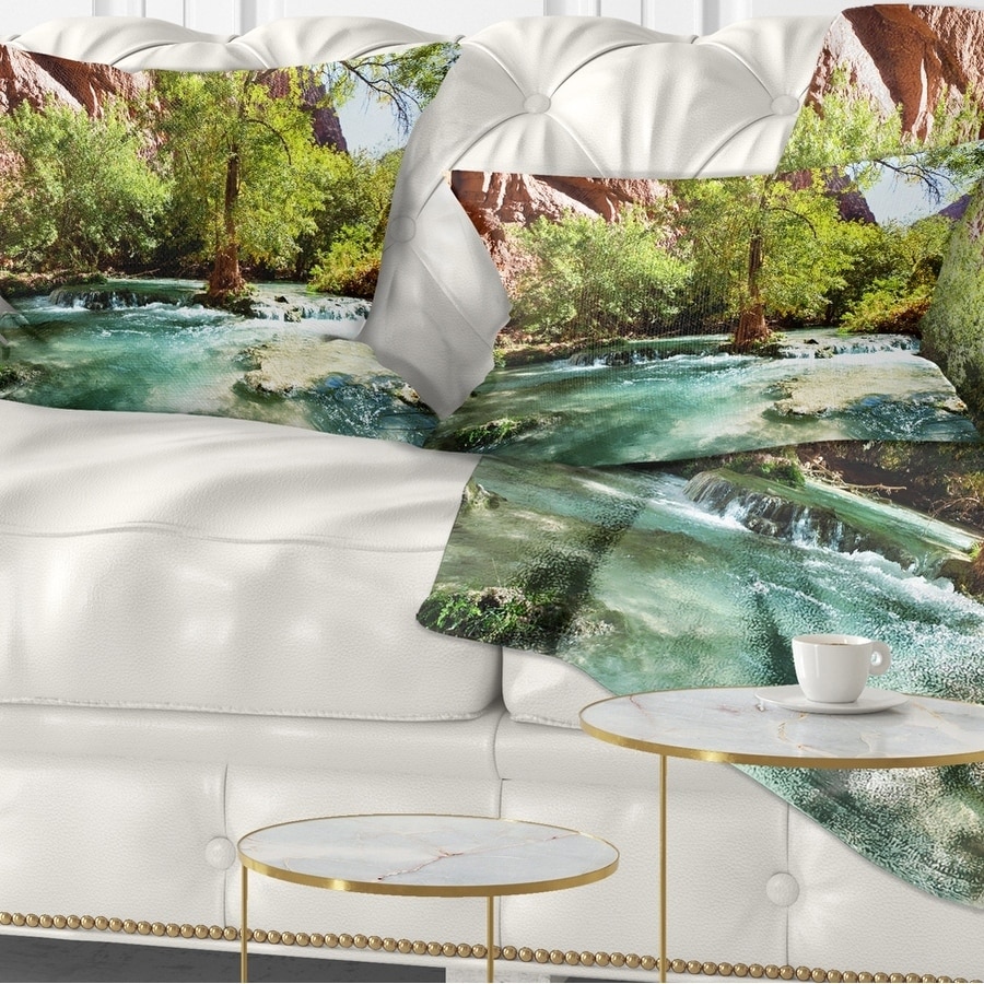 Designart Green Spring Creek In Mountains Landscape Wall Throw Pillow On Sale Overstock 20949732