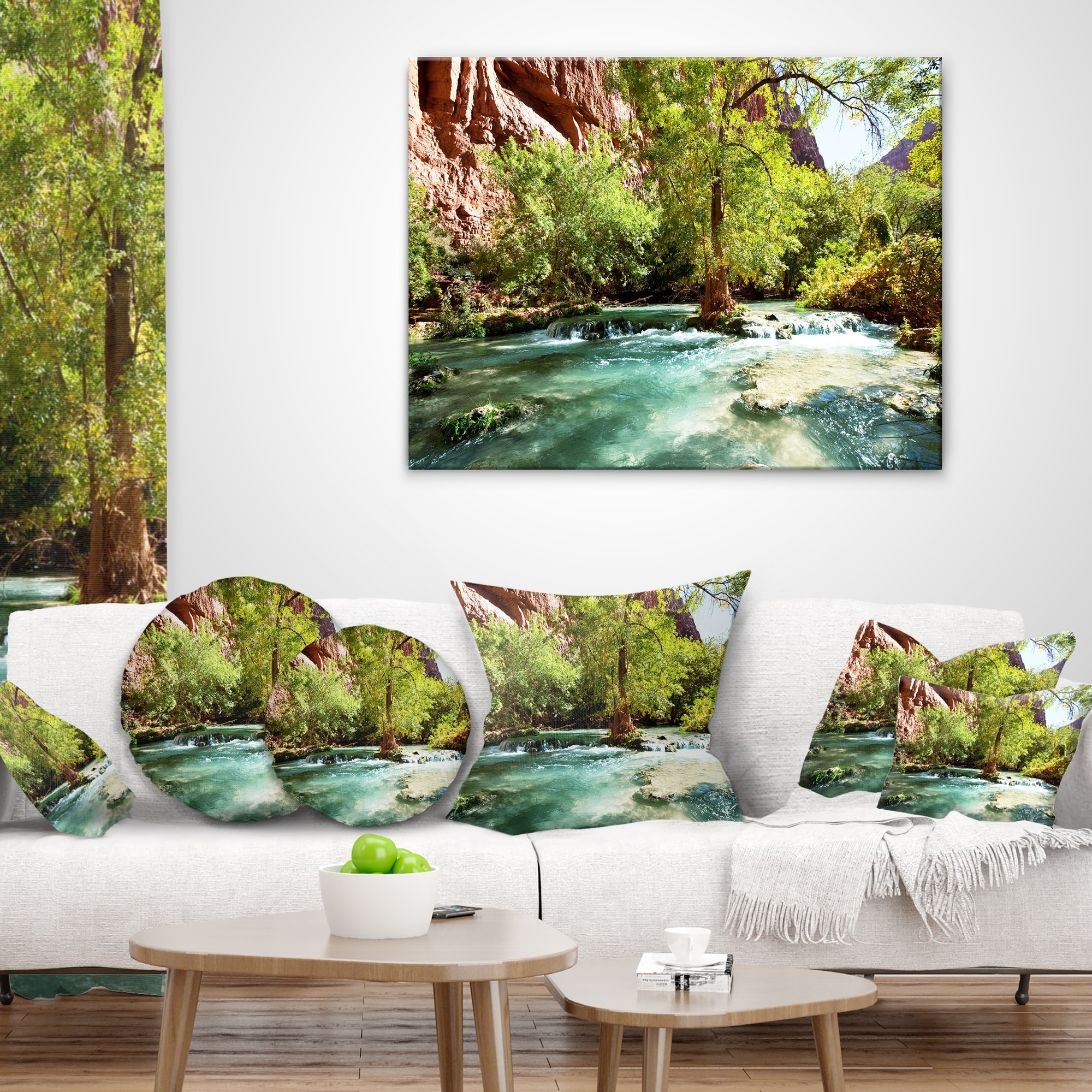 Designart Green Spring Creek In Mountains Landscape Wall Throw Pillow On Sale Overstock 20949732