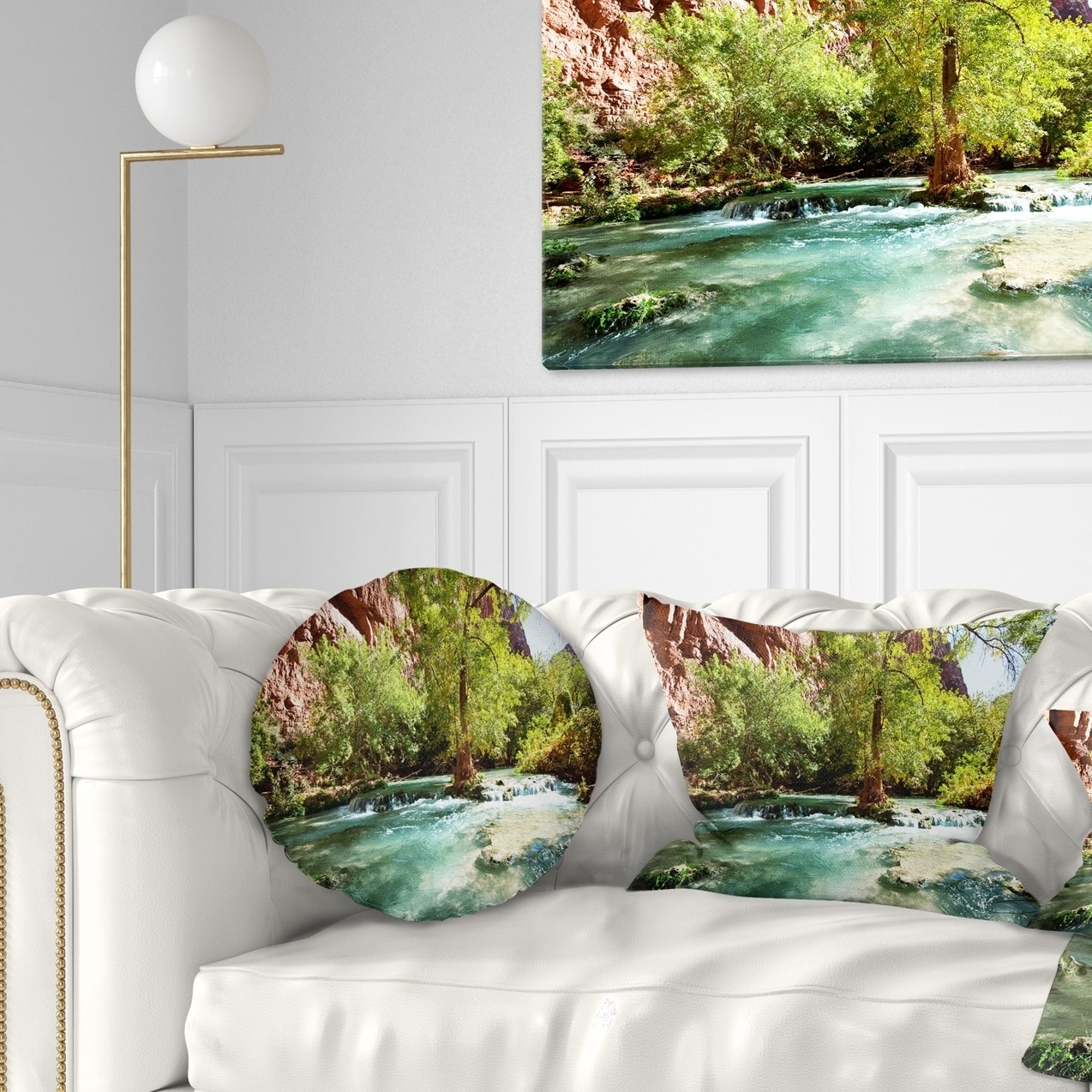 Designart Green Spring Creek In Mountains Landscape Wall Throw Pillow On Sale Overstock 20949732