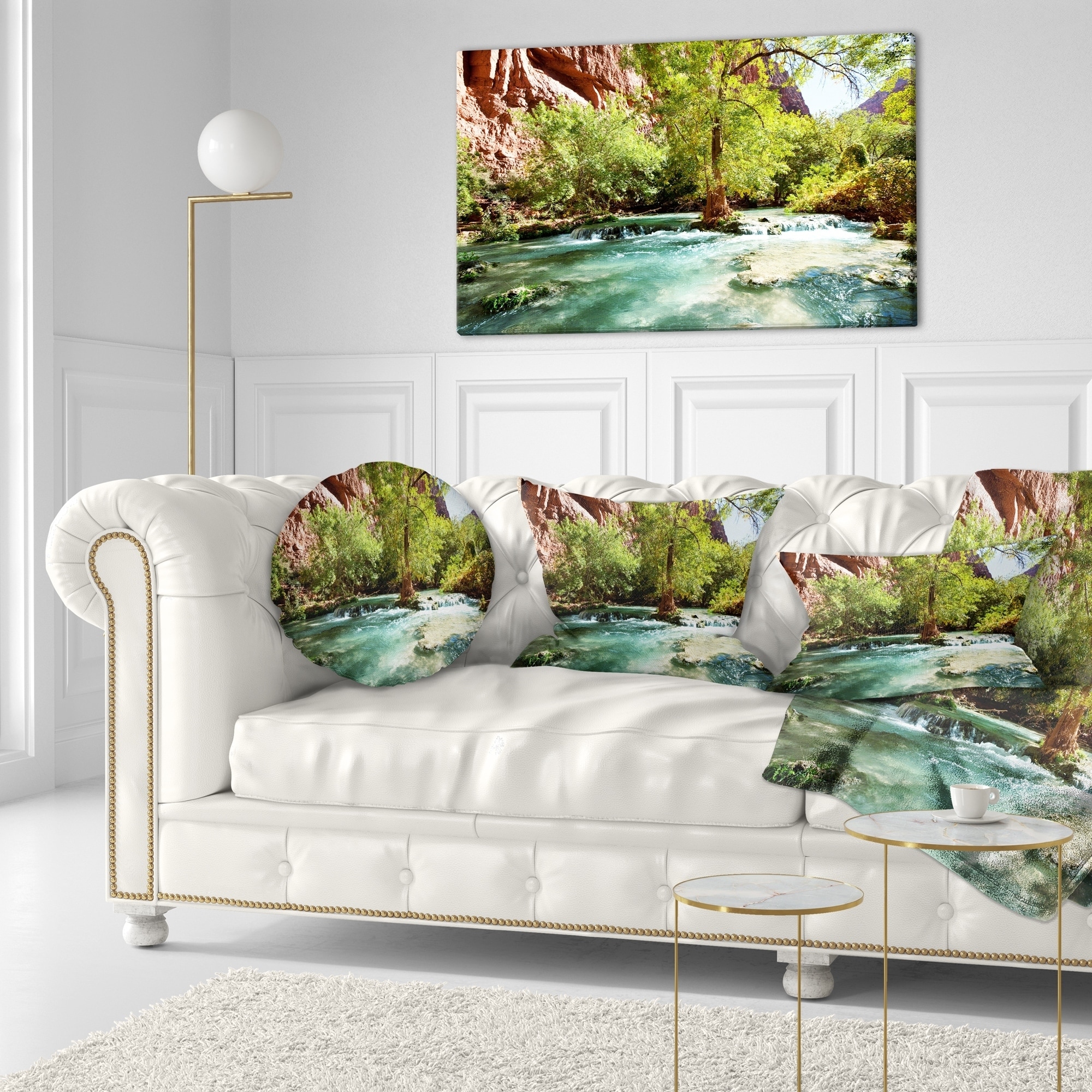 Designart Green Spring Creek In Mountains Landscape Wall Throw Pillow On Sale Overstock 20949732