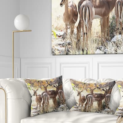 Designart 'Beautiful Herd of Antelope Gnu' African Throw Pillow