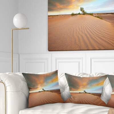 Designart 'Green Plants in Wide Desert' African Landscape Printed Throw Pillow