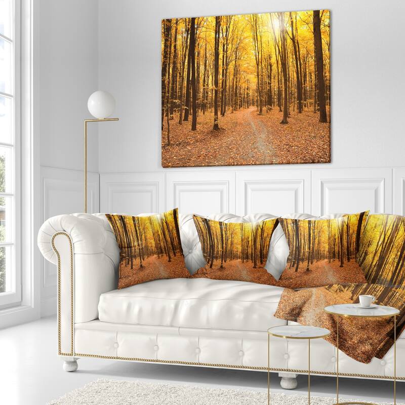 Designart 'Yellow Treetops in Fall Forest' Modern Forest Throw Pillow