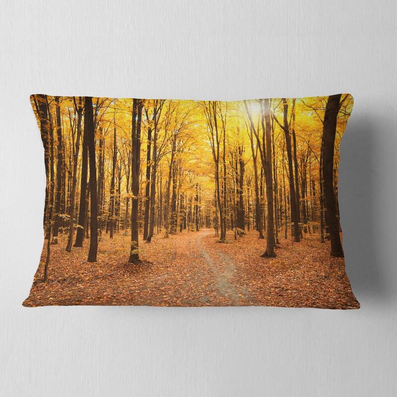 Designart 'Yellow Treetops in Fall Forest' Modern Forest Throw Pillow