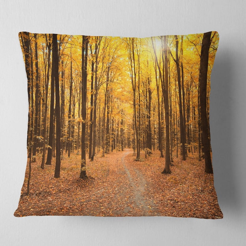 Designart 'Yellow Treetops in Fall Forest' Modern Forest Throw Pillow - Square - 16 in. x 16 in. - Small