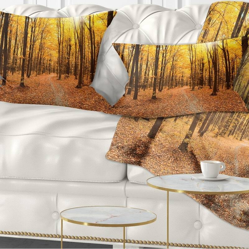 Designart 'Yellow Treetops in Fall Forest' Modern Forest Throw Pillow - Rectangle - 12 in. x 20 in. - Medium