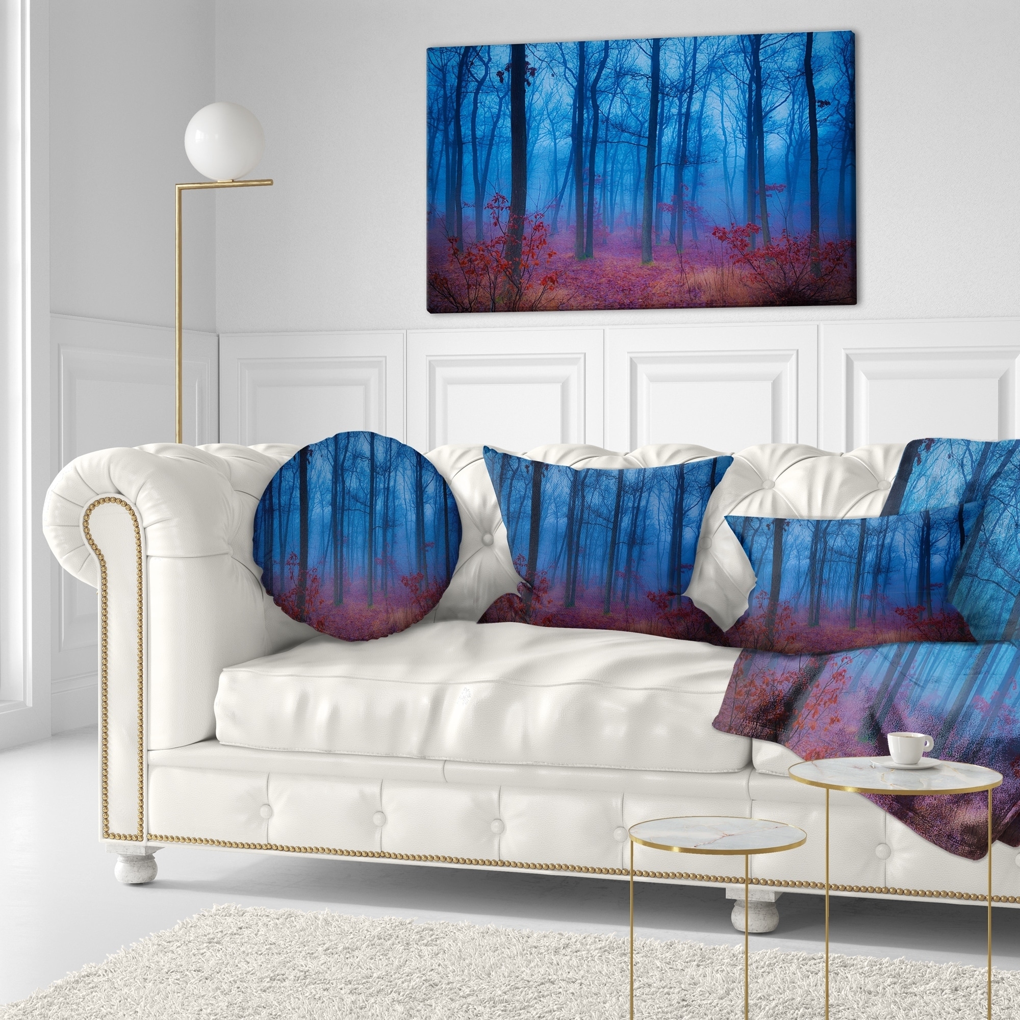 Designart Cu13973 26 26 Mysterious Blue Thick Woods Modern Forest Cushion Cover For Living Room In X 26 In Sofa Throw Pillow 26 In Home Kitchen Throw Pillow Covers