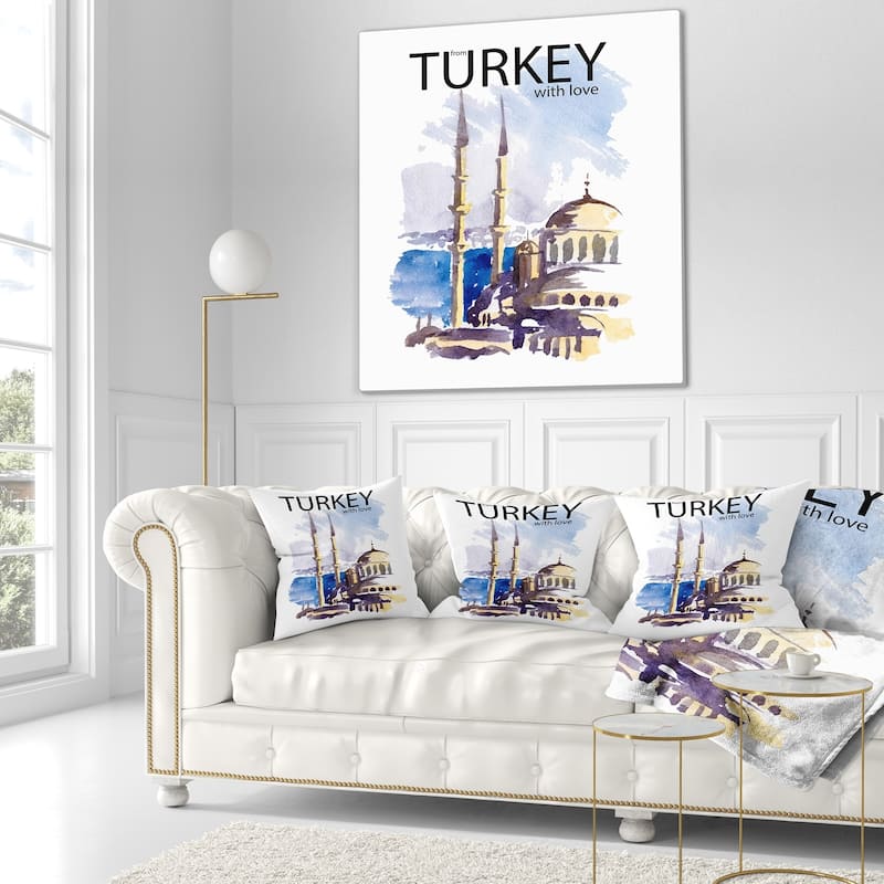 Designart 'Turkey Vector Illustration' Cityscape Throw Pillow