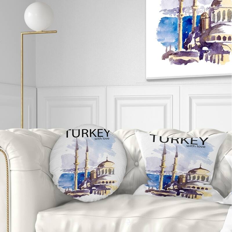Designart 'Turkey Vector Illustration' Cityscape Throw Pillow - Rectangle - 12 in. x 20 in. - Medium