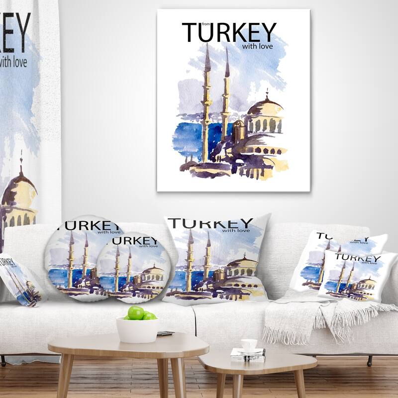 Designart 'Turkey Vector Illustration' Cityscape Throw Pillow