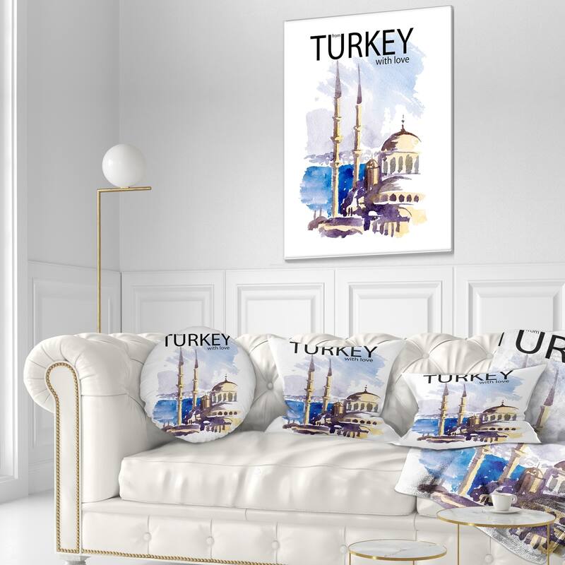 Designart 'Turkey Vector Illustration' Cityscape Throw Pillow