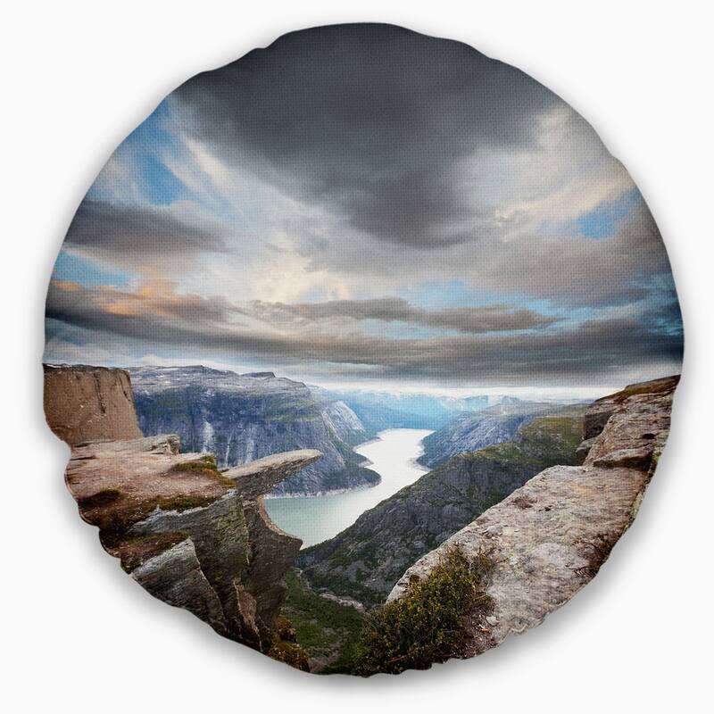 Designart 'Norway Rocky Terrains under Clouds' Beach Photo Throw Pillow
