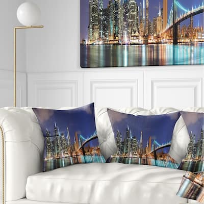 Designart 'Manhattan Panoramic Skyline View' Cityscape Photo Throw Pillow