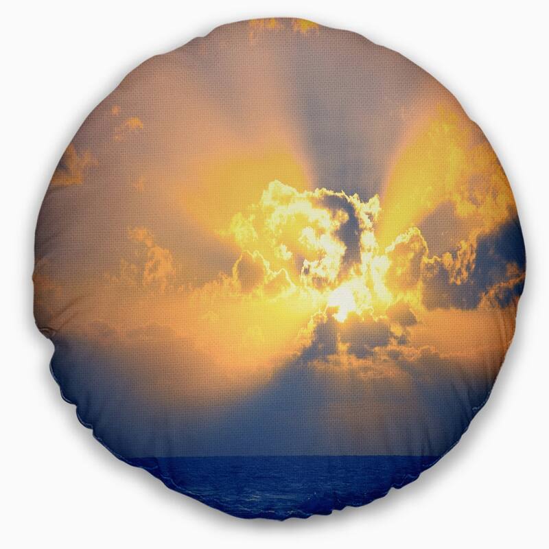 Designart 'Scenic Yellow Sunset in Ocean' Landscape Printed Throw Pillow
