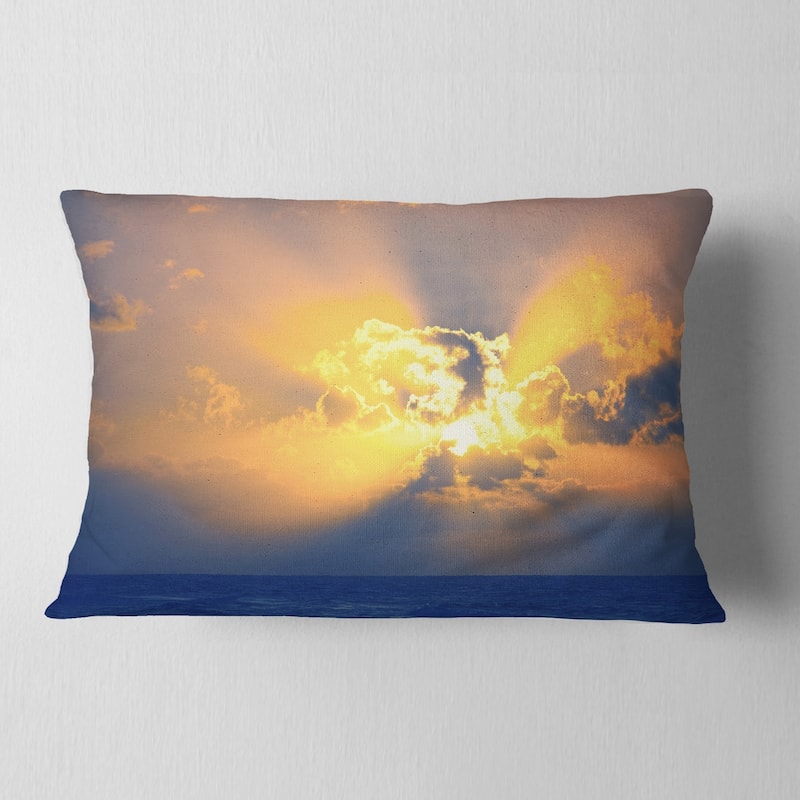 Designart 'Scenic Yellow Sunset in Ocean' Landscape Printed Throw Pillow