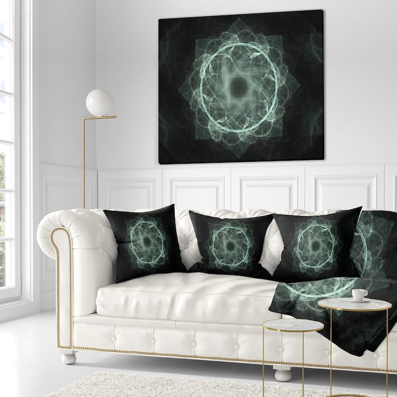 Designart 'Shiny Light Blue Radial Fractal Flower Art' Floral Throw Pillow
