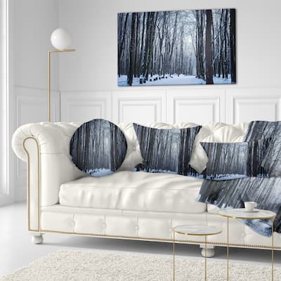 Designart 'Thick Woods in Winter Forest' Modern Forest Throw Pillow