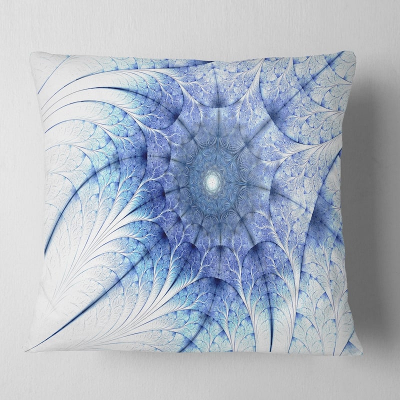 Designart 'Symmetrical Blue Fractal Flower on White' Abstract Throw Pillow