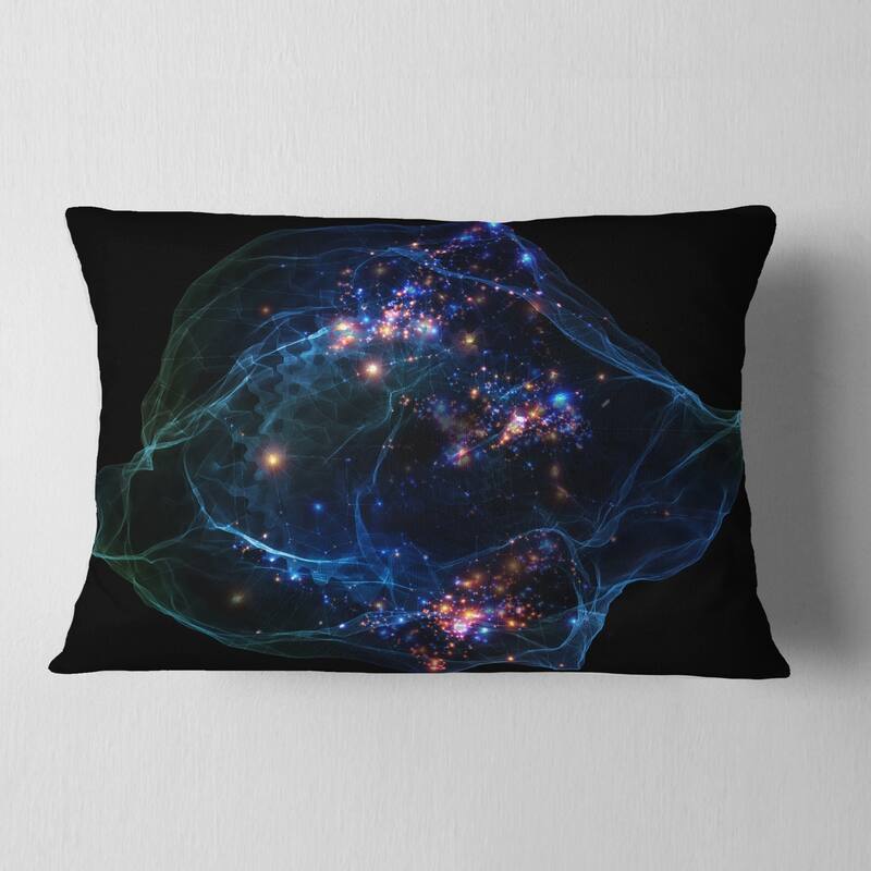 Designart 'Blue Lights of Network' Abstract Throw Pillow