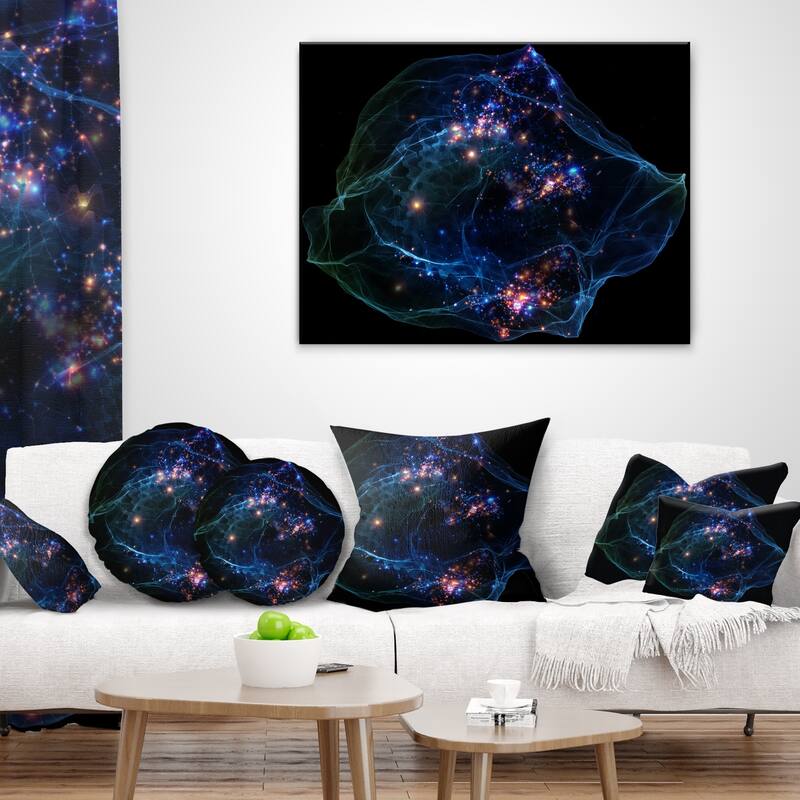 Designart 'Blue Lights of Network' Abstract Throw Pillow