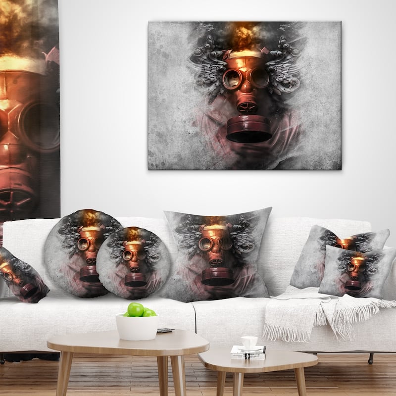 Designart 'Toxic Man in Mask' Abstract Portrait Throw Pillow
