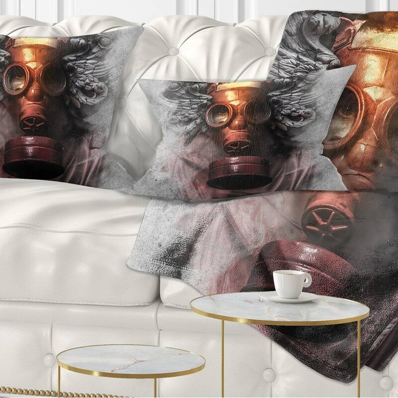 Designart 'Toxic Man in Mask' Abstract Portrait Throw Pillow - Rectangle - 12 in. x 20 in. - Medium