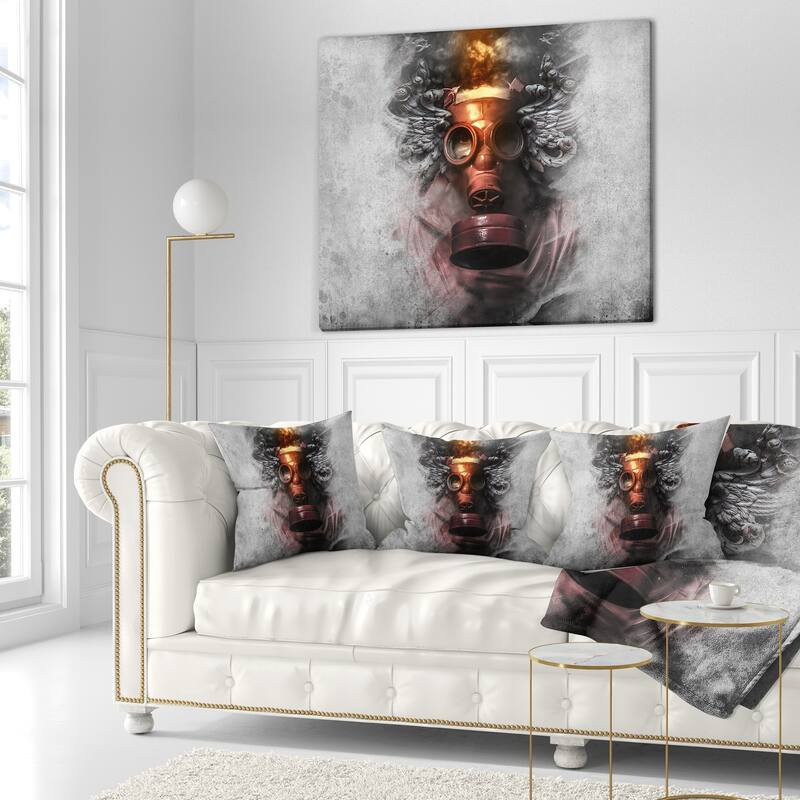 Designart 'Toxic Man in Mask' Abstract Portrait Throw Pillow