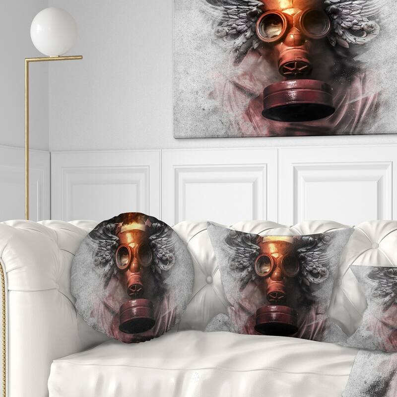 Designart 'Toxic Man in Mask' Abstract Portrait Throw Pillow - Round - 20 inches round - Large