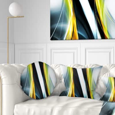 Designart 'Fractal Lines Yellow White' Abstract Throw Pillow
