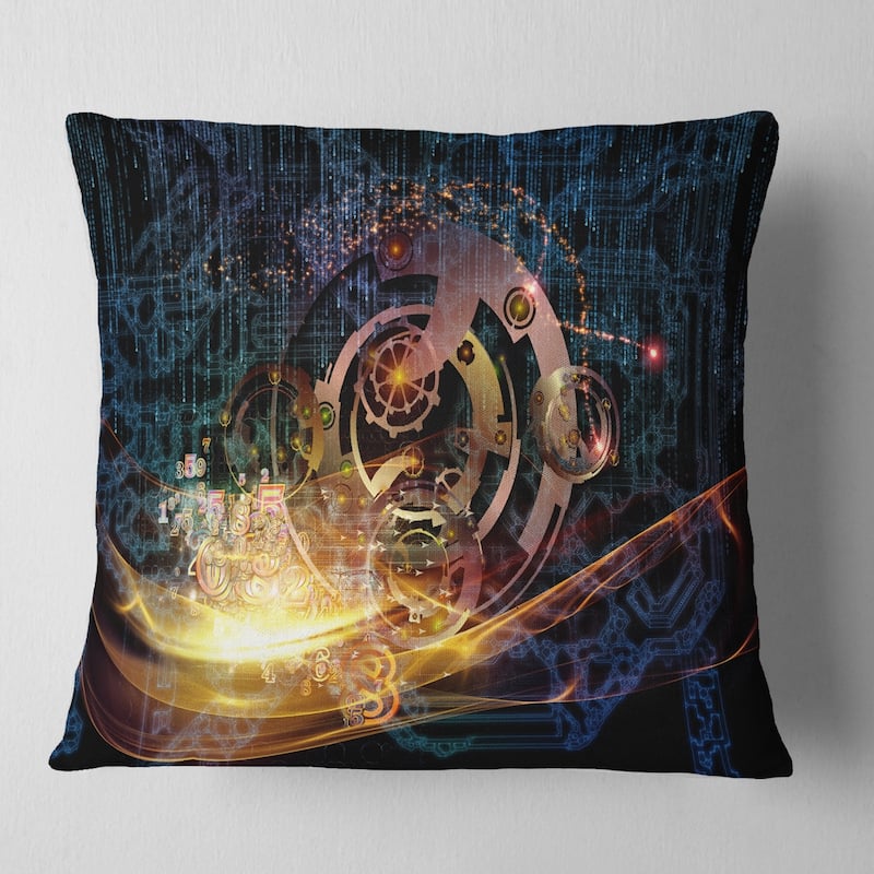 Designart 'Lights of Gears' Abstract Throw Pillow