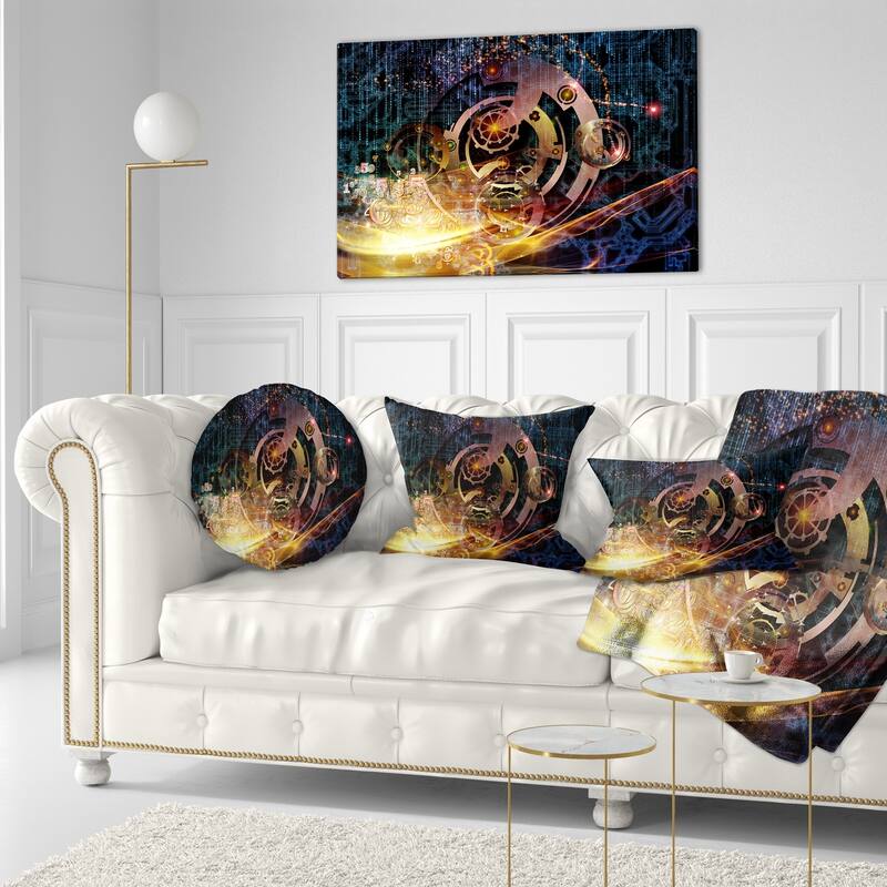 Designart 'Lights of Gears' Abstract Throw Pillow
