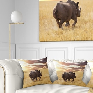 Designart 'giant Rhino Under Bright Sky' African Wall Throw Pillow 