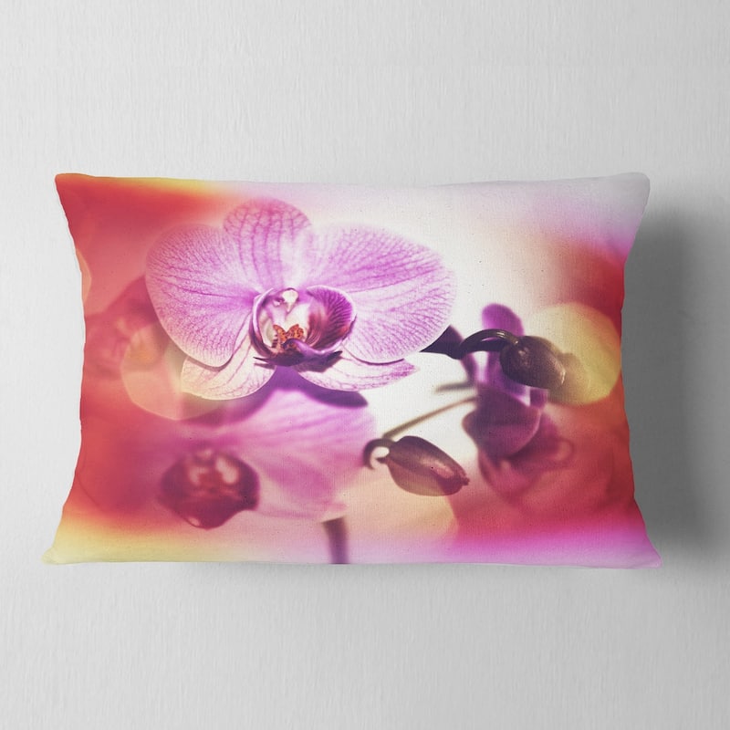 Designart 'Beautiful Pink Orchid Flowers' Flower Throw Pillow