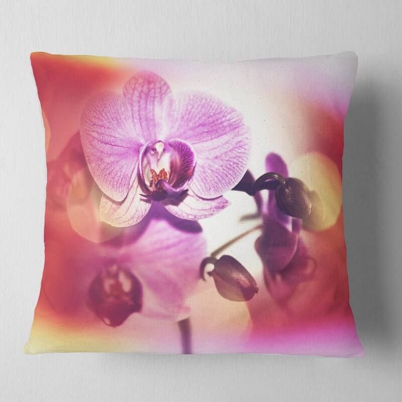 Designart 'Beautiful Pink Orchid Flowers' Flower Throw Pillow